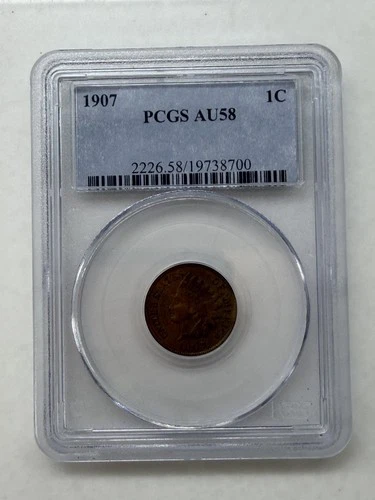 1907 Indian Head Cent PCGS AU-58