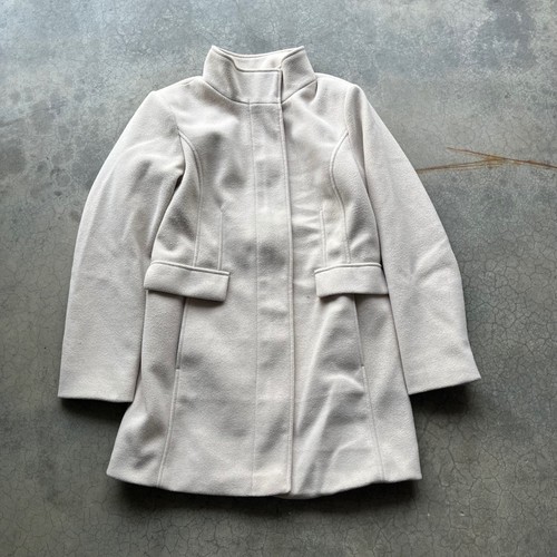 Vince Camuto Womens Cream Wool Blend Funnel Neck Zip Front Coat RN15101 Medium