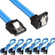 6 Pack 90 Degree Right-Angle SATA III Cable 6.0 Gbps with Locking Latch 18Inch