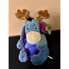 Disney Store Eeyore Reindeer Plush Holiday Stuffed Animal Jingle Bells NWT