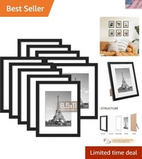 8.5x11 Picture Frame Set of 10, Display Pictures 6x8 with Mat or 8.5x11 Witho...