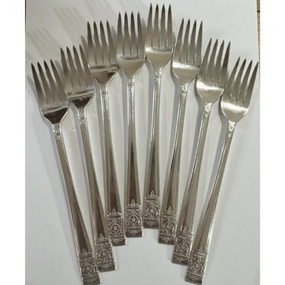 Set Of 8 Grille Forks - National Silver Co Inauguration Silverplate Art Nouveau