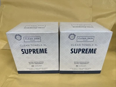 2x Clean Skin Club Supreme 50 Clean Towels XL SEALED (2 Pack, 100 Towels Total)