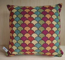 Newport Scalloped Print Mermaid Decorative Pillow Square Red Green USA Yellow