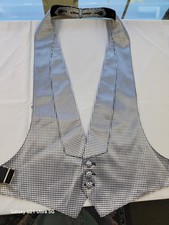 Vintage Lord West Men  s Backless Vest Black Silver Houndstooth
