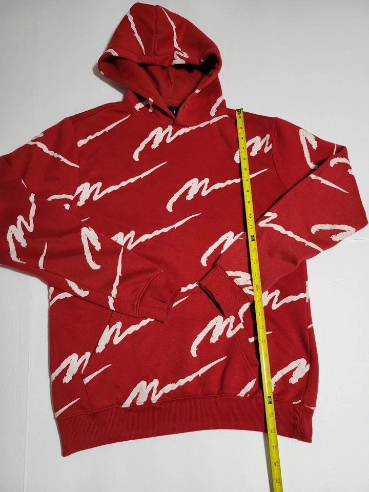 (#B1) BoohooMan Pullover Sudadera con Capucha Talla Para Hombre Mediana MANGA LARGA Rojo/Blanco  Foto 4 de 4