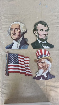 VINTAGE  Die Cut by Eureka Abe Lincoln George Washington Uncle Sam American Flag