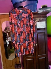 Farm Rio XL Floral Smocked Long Sleeve Dress Boho Bright Botanical Print 14-16