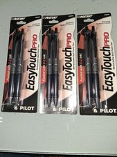 PILOT EASY TOUCH PRO,PRECISE GRIP BLACK Lot Of 3 -TOTAL 6 PENS