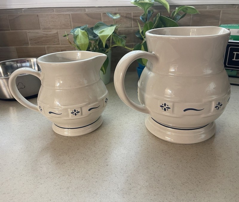 Longerberger set of 2 Pottery Pitchers (32 & 64 oz)