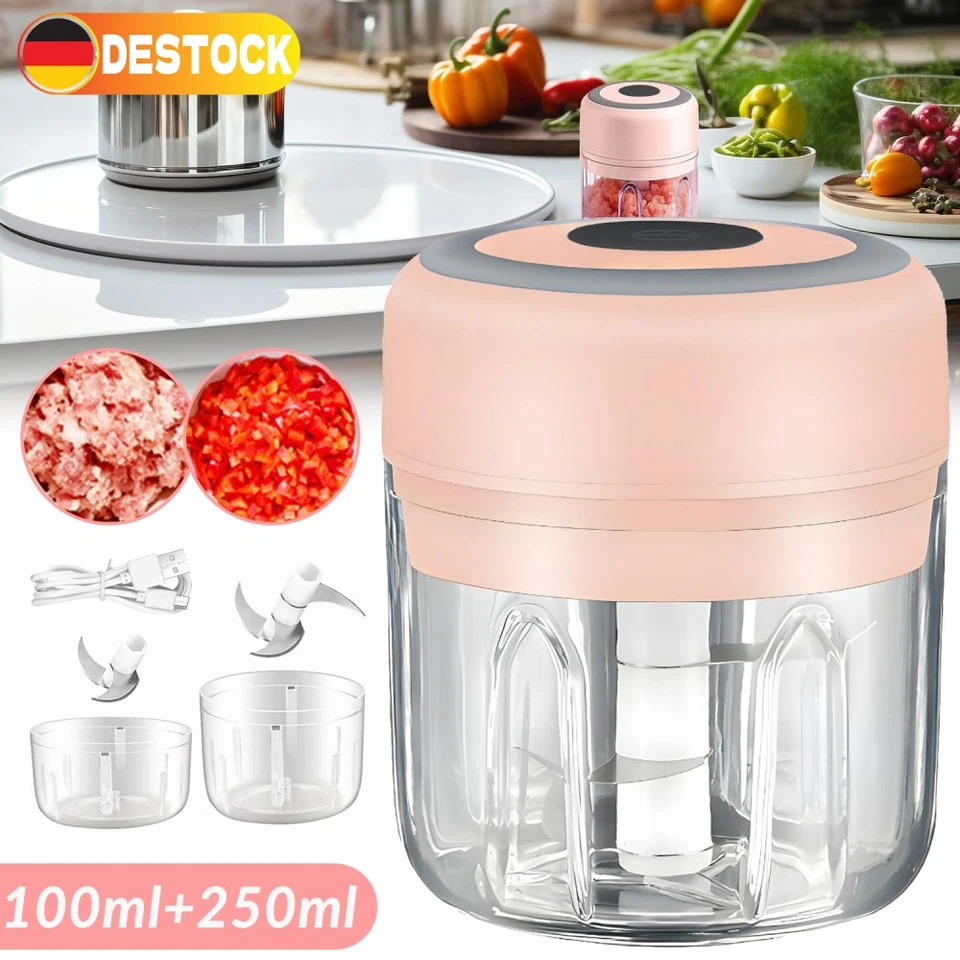 250+100ml Elektrisch Zerkleinerer Gemüseschneider Universal Multi Zwiebelhacker - Bild 2 von 4