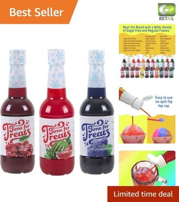 Snow Cone Syrups: Cherry, Blue Raspberry, Watermelon - 5- Shelf Life