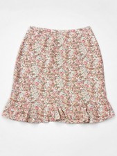 Talbots Petites 6P Silk Chiffon Floral Ruffle Hem Lined A-Line Skirt