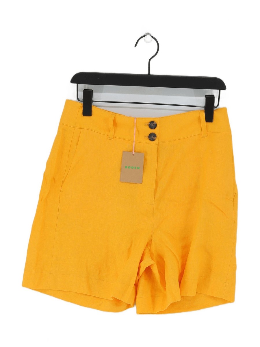 Boden Women's Shorts UK 12 Yellow 100% Linen Mom UK