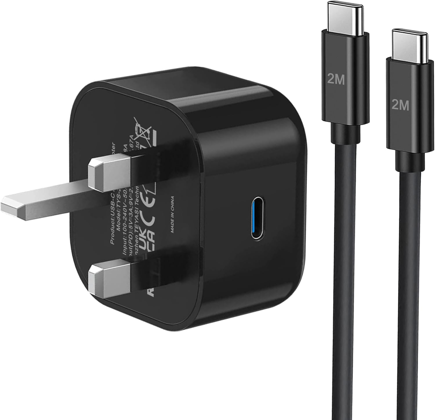 Samsung Fast Charger Plug and Cable 2M, USB C Samsung Plug with Type C Charging