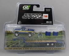 1:64 GreenLight HITCH & TOW *BLUE* 1987 GMC K-2500 Pickup w/GOOSENECK FLATBED