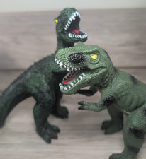 2 Vintage T REX Tyrannosaurus Rubber Toy 8" Action Figures