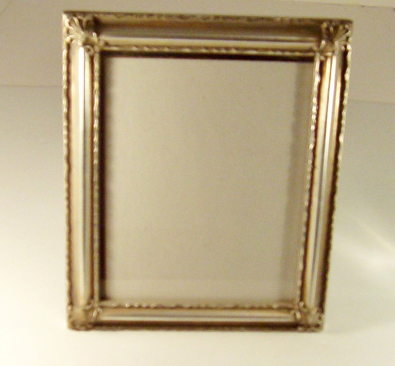 Vintage Picture Frame 8x10 Baroque Wood Silver Gold Accents Photo Burnes 1970s