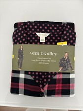 Vera Bradley Pajama Set Size Small Red  Black Plaid 2 Pieces Lightweight NEW
