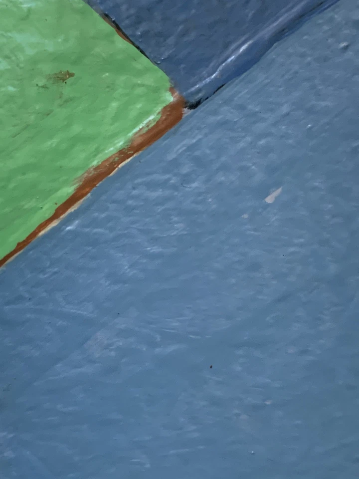 Tableau ancien huile composition abstraite cubique géométrique - Photo 4/4