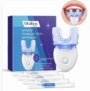 Oralhoe Teeth Whitening Kit w/ LED Light Tray, Pens & Gel Syringes