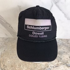 VINTAGE SCHLUMBERGER DOWELL COILED TUBING BLACK ROPE SNAPBACK HAT