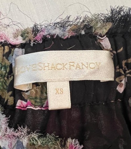 LOVE SHACK FANCY XS black floral midnight muse ruffled tiered mini skirt - Picture 5 of 5