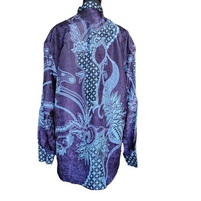 Batik Pekalongan Putri Salin Collection Men's Size XXL Purple Indonesia Blouse