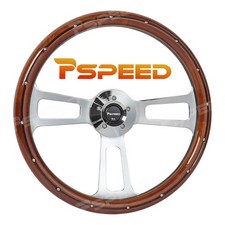18 Polished Real Wood Grip Billet Steering Wheel W Horn 5-bolt For Carboat