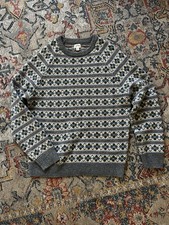 J.Crew Men's Geometric Wool Blend Pullover Sweater Gray Crew Neck Size L