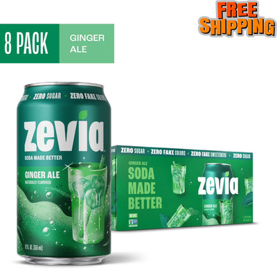 Zevia Ginger Ale Zero sugar caffeine Free   12 fl oz cans (8 Pack)-free shipping