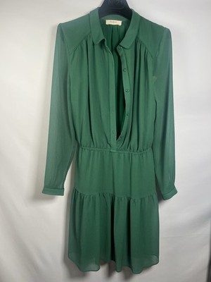 Bash long sleeved green floaty mini dress Size 1