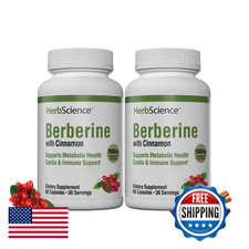 Herb Science Berberine 1000mg 120 Caps Metabolic Heart Immune Support 2-Pack
