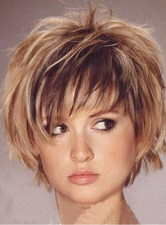 100 Human Hair New Fashion Women's Short Brown Layered Bob Straight Wigs 8 In