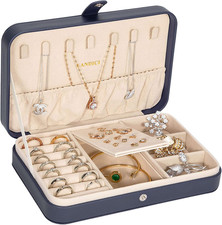 Small Jewelry Box for Women Girls, PU Leather Travel Jewelry Case, Portable Jewe