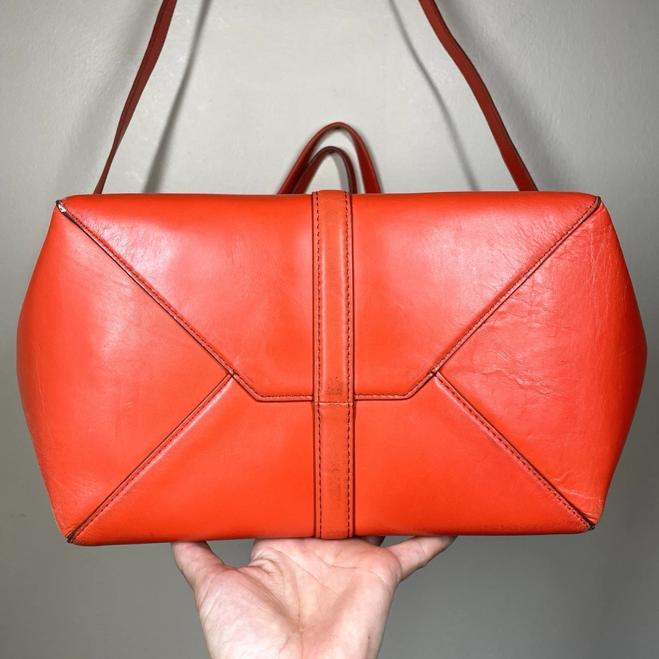 Bolso de mano de cuero J Crew asa superior domo bolso bandolera desmontable naranja 03272 Foto 4 de 4