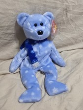 Ty Beanie Babies 1999 Holiday Teddy Bear Plush - Blue. Retired, rare with errors