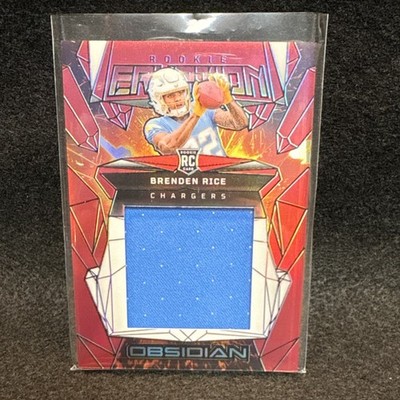 2024 Panini Obsidian Rookie Eruption Materials Brenden Rice Chargers Red /75 MEM
