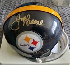 NICE DUAL Autographed Steelers Joe Greene & Ernie Holmes TB Mini Helmet JSA COA