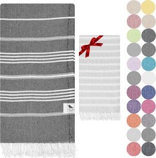 Cotton Bath Towel Set - Beach and Hand Towel, Lightweight Peshtemal Hammam Towel