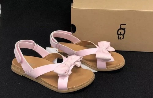 UGG Fonda Kids Girls Soft Bow Sandals Seashell Pink 1092309K Slingback Size 4