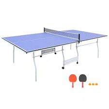 9 Ft. Blue Table Tennis Table Foldable and Ping Pong Table Set for Indoor and Ou