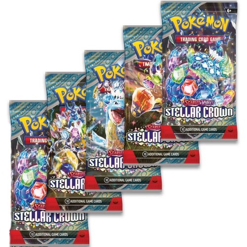 Pokemon Cards - S&V: Stellar Crown - BOOSTER PACKS [5 Pack Lot] - Factory Sealed