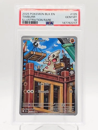 TIMBURR 2025 POKEMON BLACK BOLT 125/086 ILLUSTRATION RARE PSA 10 Q3963-5