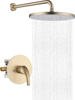 #ad High Pressure 12#x27;#x27; Rainfall Shower Head Brushed Gold Stainless Steel 1 2quot; NPT $179.99