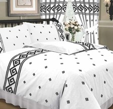 Doppel Athen Weiß Griechischer Schlüssel Gold Bettbezug Set