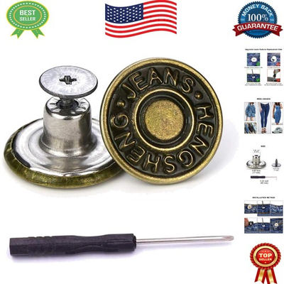 #ad #ad 15 Sets Replacement Jeans Buttons 17Mm No Sew Nailess Removable Metal Jeans $6.64