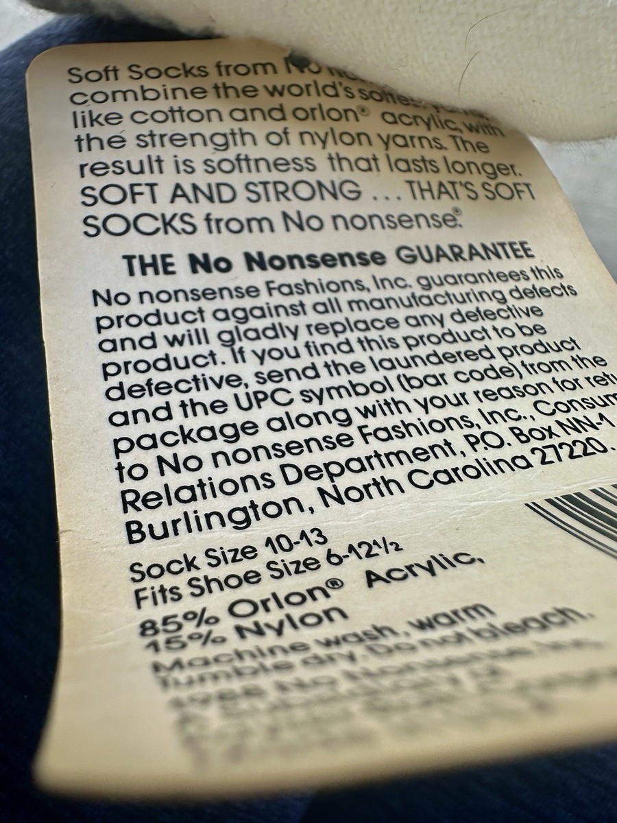 Vintage 1988 Deadstock  No Nonsense Blue Stripe Tube Socks Cushion Foot 10-13 View 2
