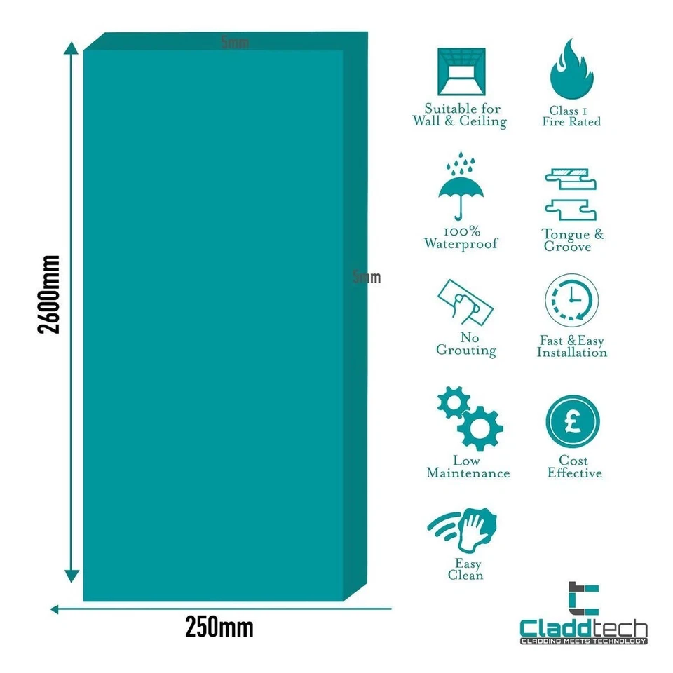 Bathroom Wall Panels PVC Cladding Shower Wet Wall, 5mm thickness, 4 Pack - Image 2 of 4
