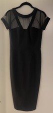 Maggy London Black Illusion Cocktail Dress Mesh Sleeves Women  s Size 2